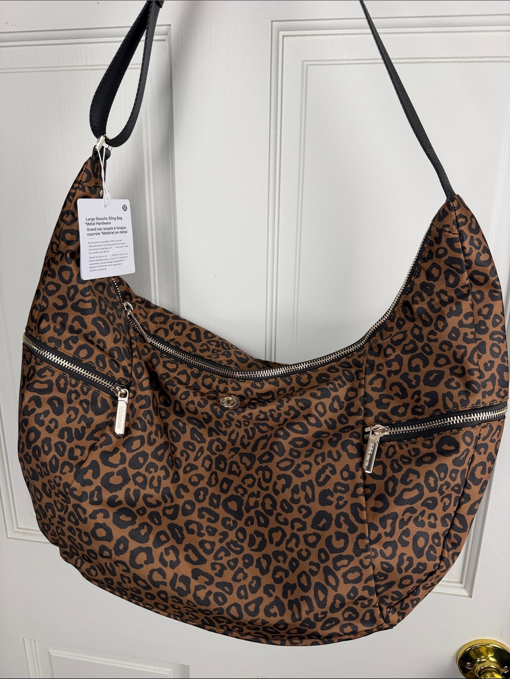 NWT Lululemon Large Slouchy Sling Bag 13L - Metal Hardware - Leopard Print